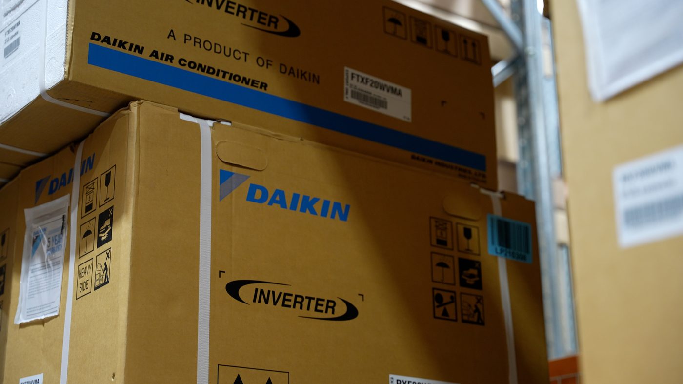 Daikin inverter air conditioner stock in the A-Temp warehouse